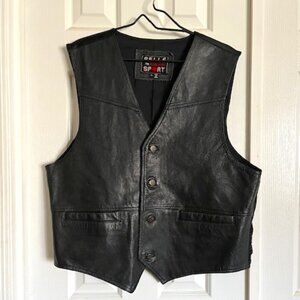 Genuine Leather Sport Vest, Black by Pelle Pelle